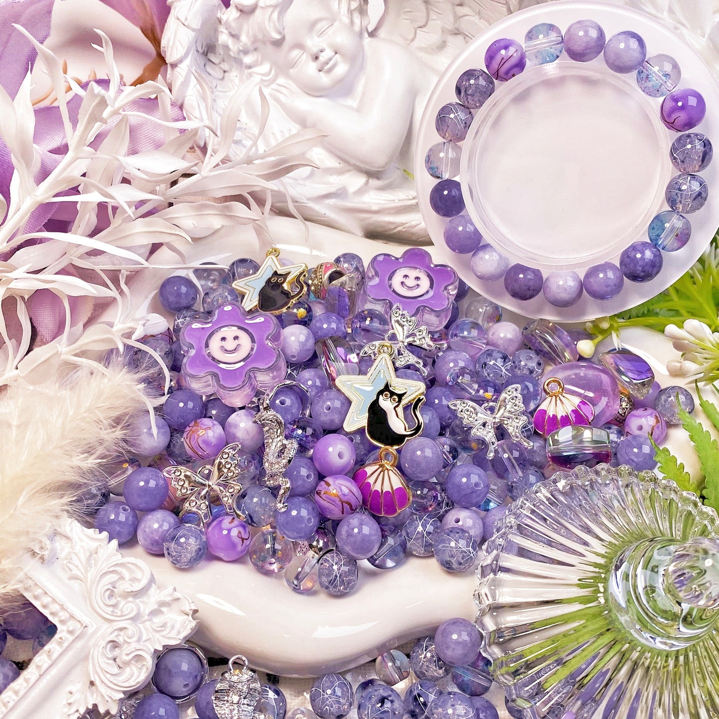 【C837】Moonlight Surrounds(8'10'10.5') - Luxury Stone & High Quality Glass Bead & Metal